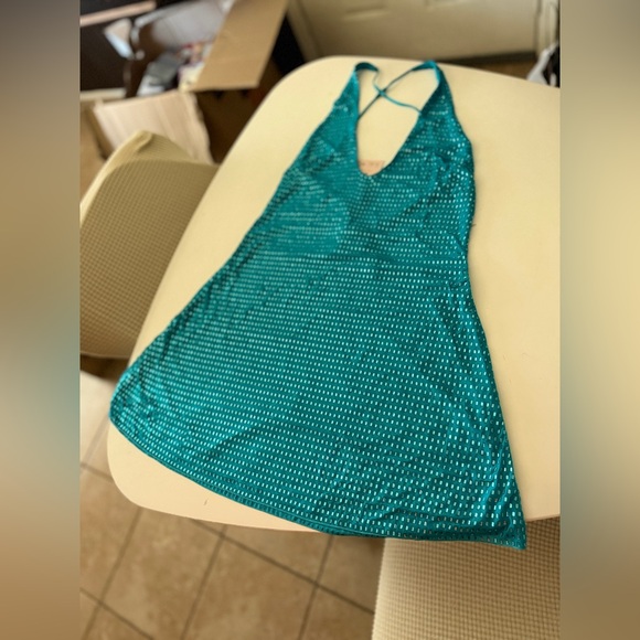 Oh Polly Teal Backless Dress - Picture 6 of 9